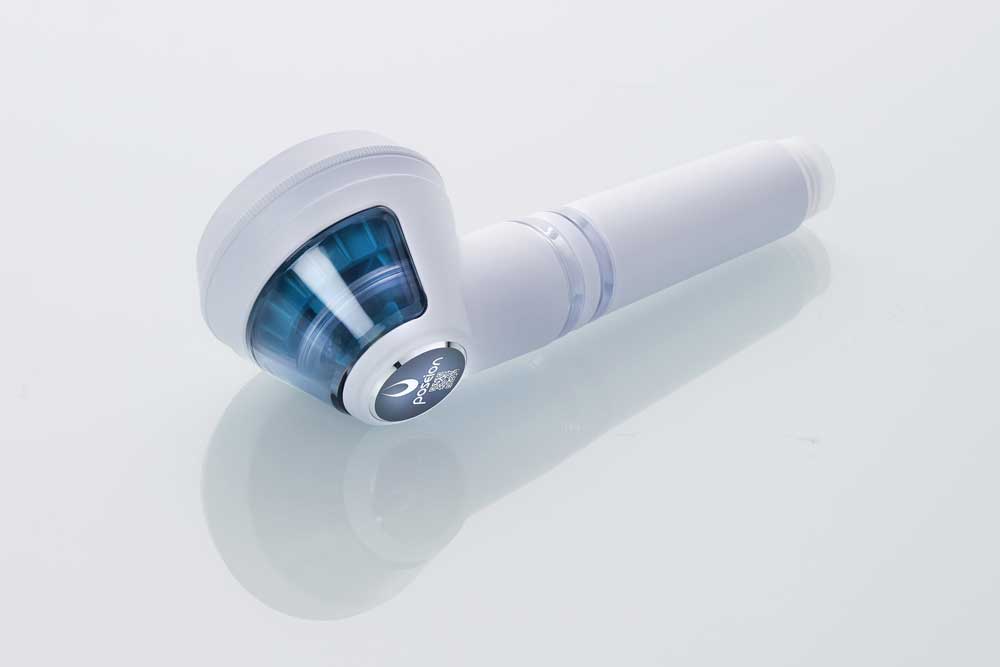 white BT100 Showerhead with water filters 